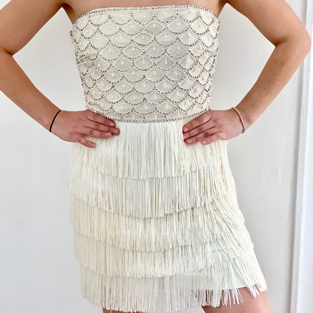 Badgley Mischka strapless cocktail dress